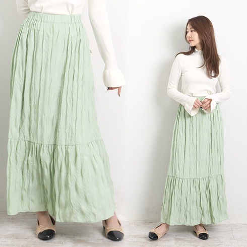 ロージールーチェ Rosy luce サテンワッシャープリーツマキシ