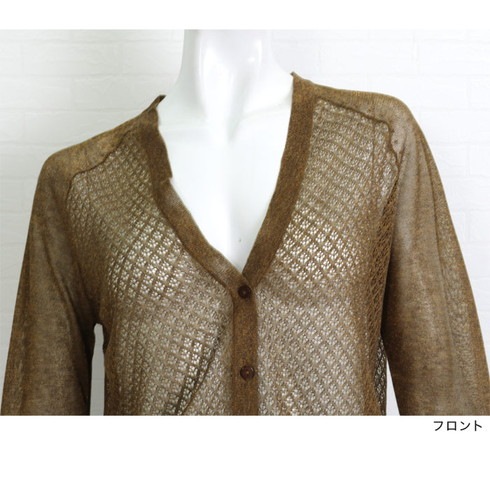 透かし編みカーディガン シアーレースカーデ♪かぎ編み 薄手 長袖