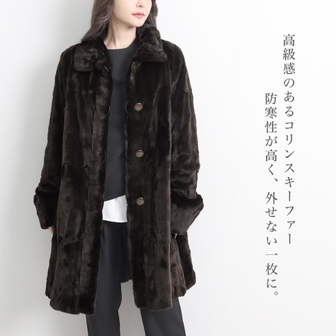 送料無料 ファーコート コリンスキー リアルファー 毛皮 2WAY