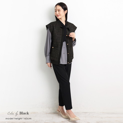 SLY（スライ）の「TWEED NO COLLAR VEST ツイード ノーカラー
