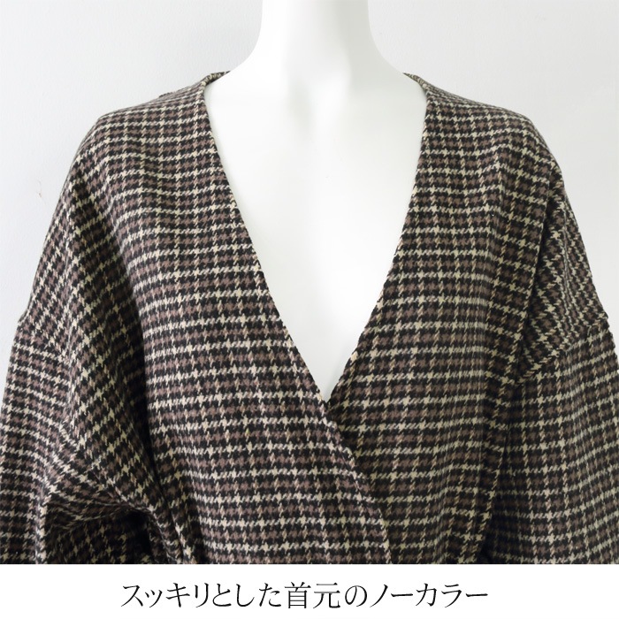 美品【ミラオーウェン】ノーボタンウエストベルト バックスリット チェスターコート バックボタンチェックコート♪チェスターコート レディース