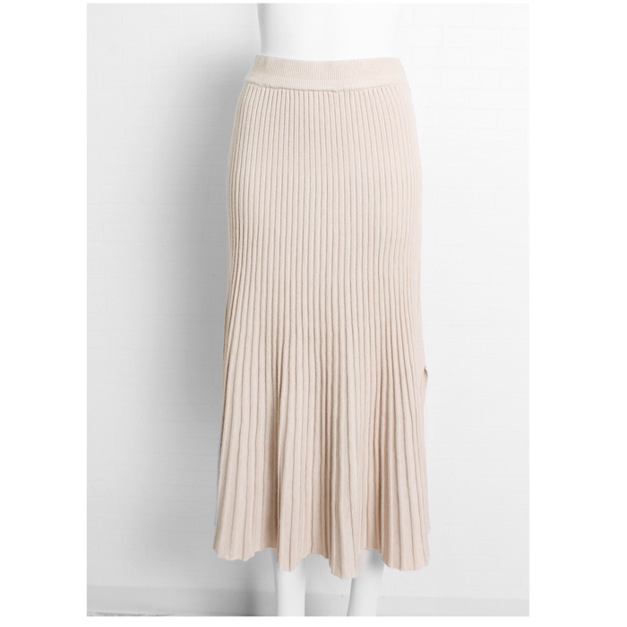 ニットプリーツロングスカート♪サイドスリット入り◎プリーツスカート 