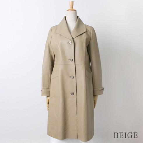 羊革コート】レディース アウター ラムレザー くろ 柔らか ミドル丈  