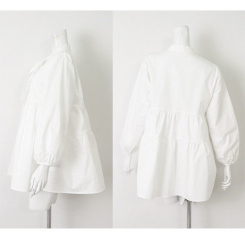 ティアードブラウス 2way で前後に着られる ボウタイブラウス リボン