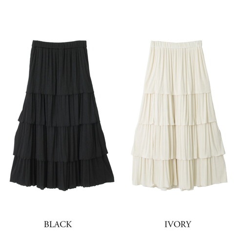 ラスト1点☆細畝ジャージーティアードスカート○スカート プリーツ  