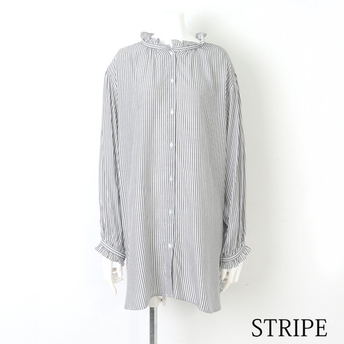 訳あり 某ブランド タグカット 長袖フリルネックブラウス