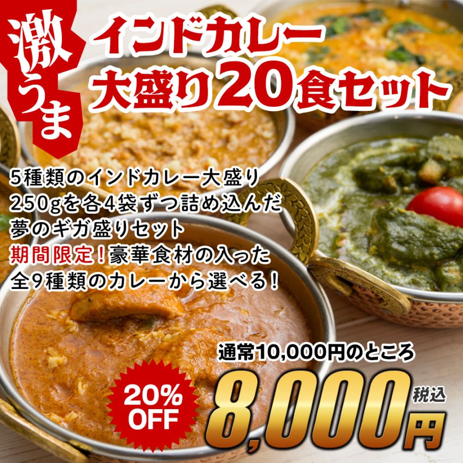 【SALE】激うまインドカレー20食セット 今だけ+3種 合計9種から5種選べる♪