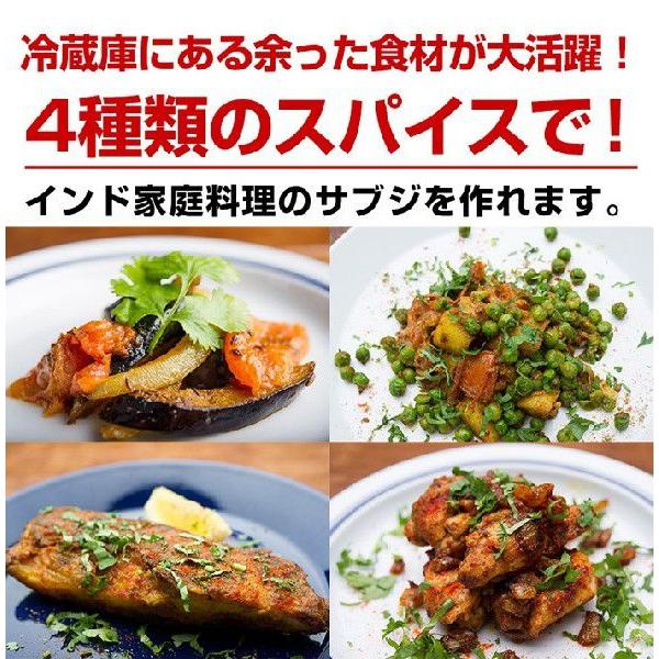 かんたんスパイスセット４種 野菜用（クミンシード,ガラムマサラ,チリ,サブジミックス）