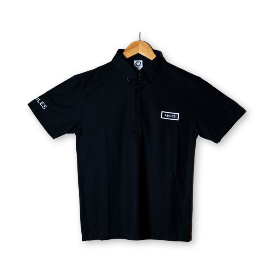 ABILES POWER Polo-Shirt 【黒×白ワッペン】