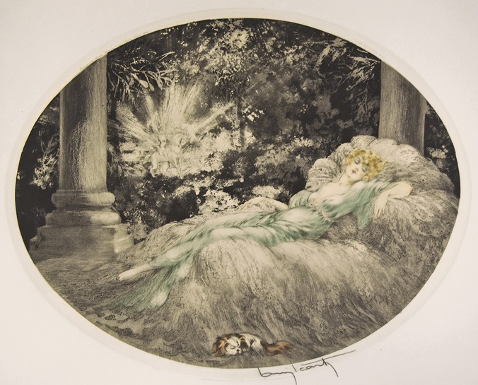 ルイ・イカール、「森の中」、豪華限定版画集画・定価１０万円/額付 ルイ・イカール、豪華限定版・定価10万/サイン入/新品額付