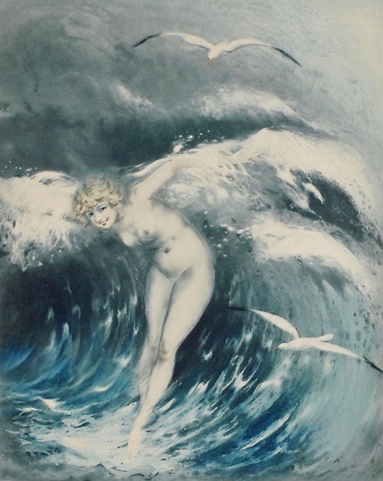 ルイ・イカール 波のヴィーナス ダークブルー 1931年 Louis Icart ルイ・イカール 「波のヴィーナス（ダークブルー