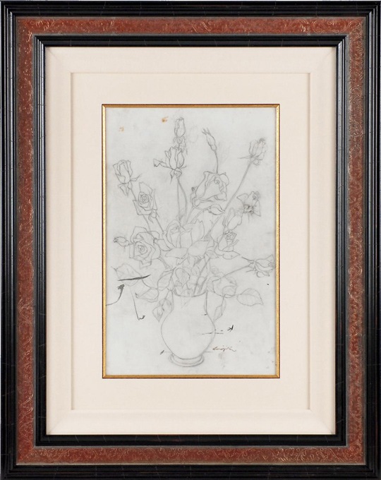 昭和アート 藤田嗣治 薔薇一輪 油絵 F3号サイズの通販 by