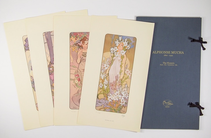 アルフォンス・ミュシャ 限定復刻版画「四つの花」（個別額装