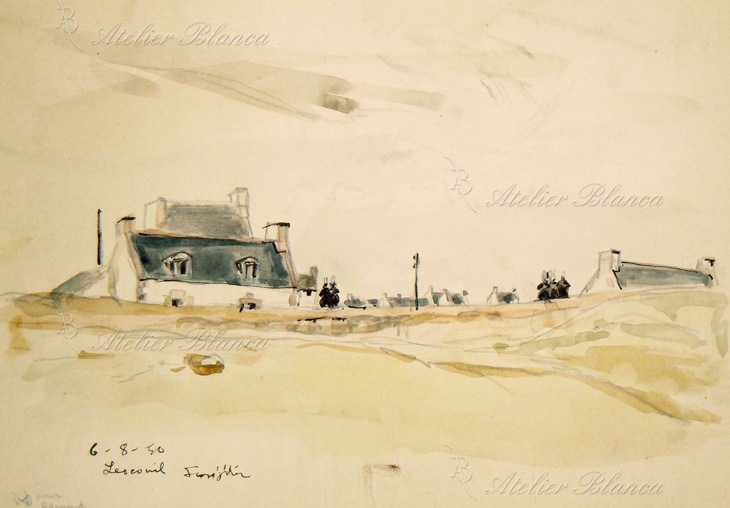 藤田嗣治 村の風景 | 絵画など美術品の販売と買取 | 東京・銀座