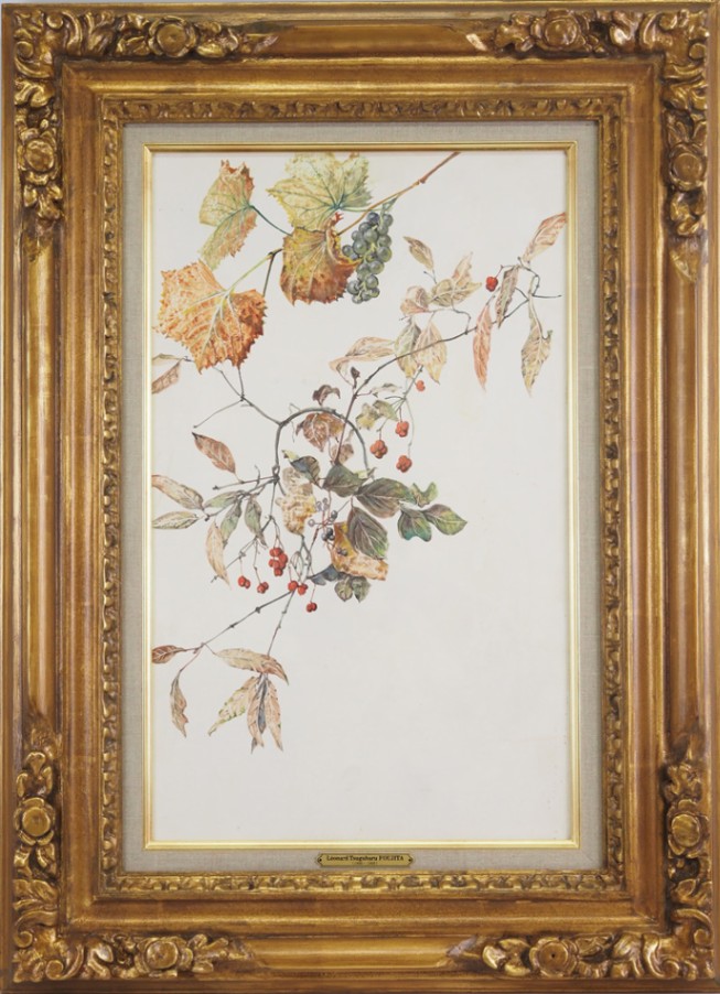 絵画☆藤田嗣治＊肉筆「蜂と枝豆」☆油彩・額装・東京：フランス