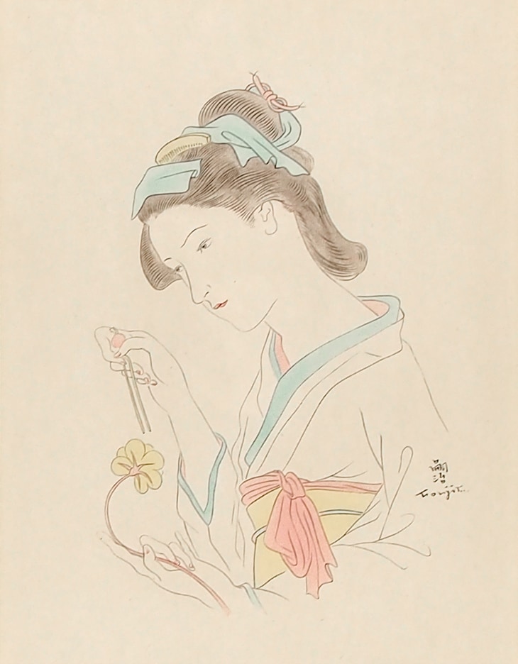 藤田嗣治、「Jeune Femme arrosant des fleurs」 Fichier:Morisot