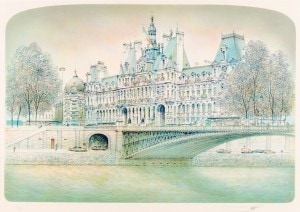 ロルフ ラフルスキー 「 セーヌの流れ 」 リトグラフ フランス パリ 風景画 ロルフ ラフルスキー 「 セーヌの流れ 」 リトグラフ フランス パリ