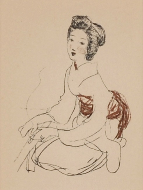 竹久夢二　模写　素描画　スケッチ 竹久夢二 「女＜タバコを持てる＞（№103）」 | | アトリエ・ブランカ