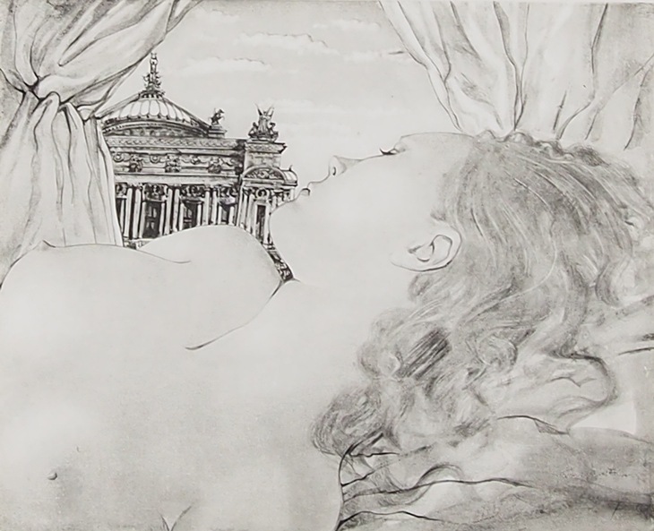 藤田嗣治、「オペラ座の夢」、希少画集画、状態良好、新品高級額装付 藤田嗣治、「オペラ座の夢」、希少画集画、状態良好、新品高級額装付