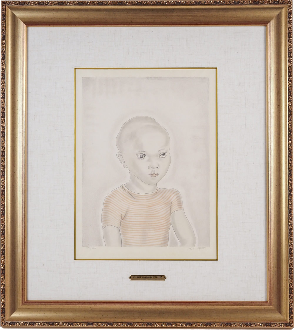 藤田嗣治、「Les Enfants」、希少画集の額装画、人気作品 藤田嗣治 「少年」 | | アトリエ・ブランカ