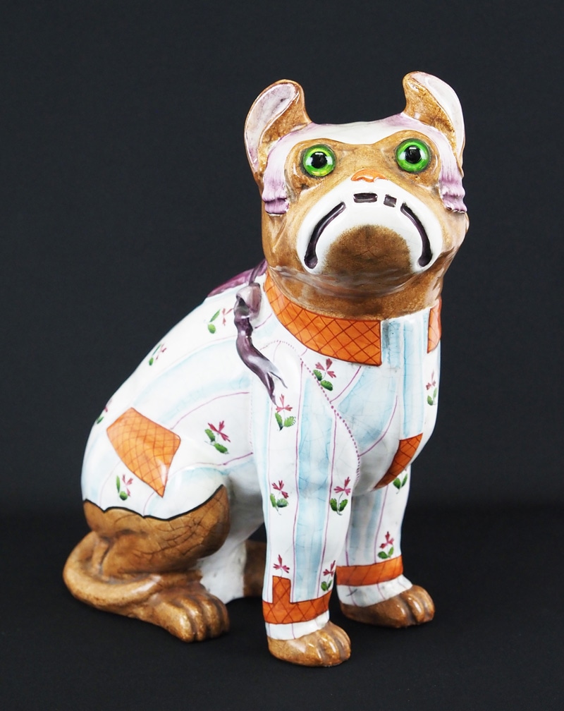 犬型陶器置物 ミントグリーン