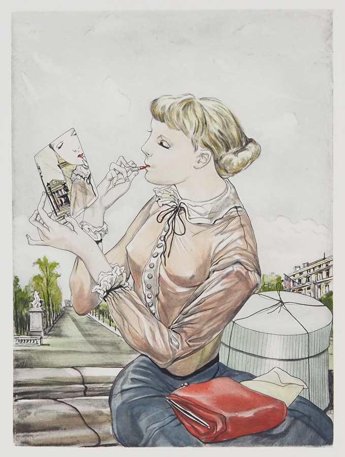 藤田嗣治、ミシェル・ヴォケール詩集2、希少画集画、新品額装付 絵画