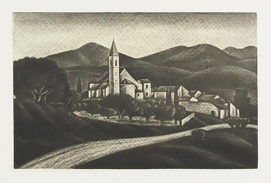 長谷川潔 「教会への道（ロエの村）」 | | アトリエ・ブランカ