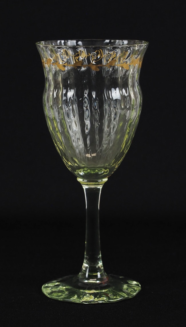 r354　エミールガレ 第一工房作 グラス 高さ10.2㎝ 鑑定書付 金彩グラス r354 エミールガレ 第一工房作 グラス 高さ10.2㎝ 鑑定書付 金彩