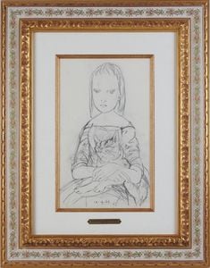 藤田嗣治 絵画 油絵 油彩 肉筆 額縁 藤田嗣治 油彩 肉筆『モナリザ』表と裏サイン 田村孝之助鑑定 F6