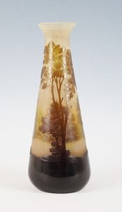 エミールガレ 果実紋　37cm　フロア照明 　技法スフレ　被せガラス　台座真鍮 証明書】 エミール ガレ 特大 蜻蛉文 花器 花瓶 技法スフレ 被せ