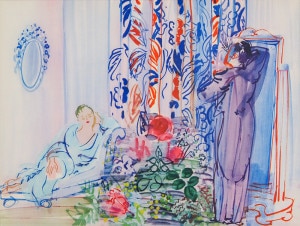 日*1様 ラウル・デュフィ　「リベラシオンのメニュー」　絵画 日*1様 ラウル・デュフィ 「リベラシオンのメニュー」 絵画