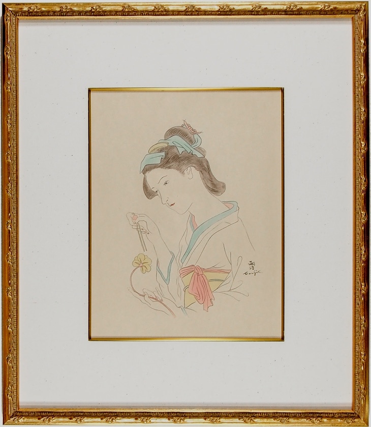 藤田嗣治、「Jeune Femme arrosant des fleurs」 藤田嗣治、「Jeune Femme arrosant des fleurs」 - メルカリ
