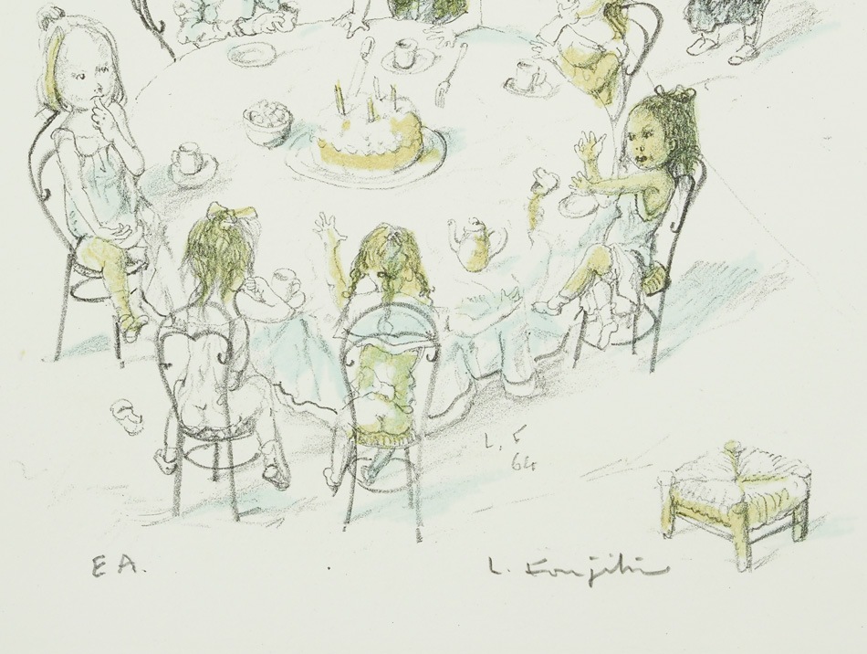 藤田嗣治 「誕生会」 リトグラフ 版画 絵画 藤田嗣治 『誕生会』 リトグラフ - 北海道画廊