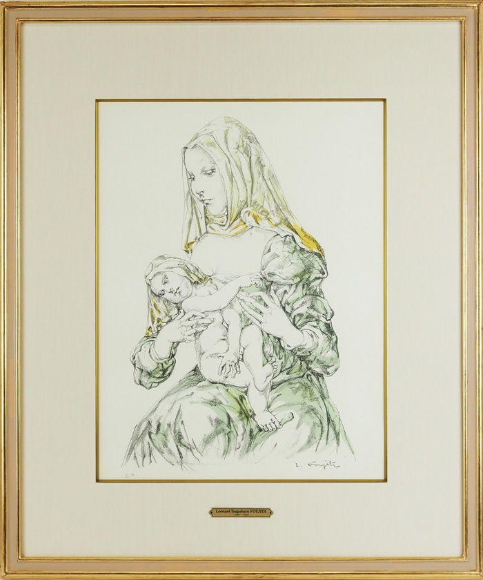 モノクロ肉筆画 母子と農具の肖像画 力強い表情 M20号額縦86cm横64cm モノクロ肉筆画 母子と農具の肖像画 力強い表情 M20号額縦86cm横