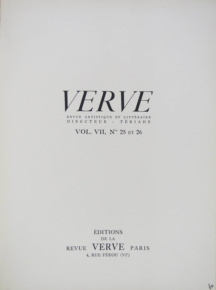 VERVE(ヴェルヴ)No.25-26/1951年 ピカソ特集号/ヴィンテージ 古書古本 Totodo: VERVE: Revue Artistique et Litteraire Vol