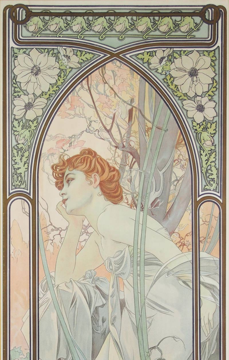 アルフォンス・ミュシャ、詩、連作〈四芸術〉より、希少な画集より 詩（連作「四芸術」より）<span class=