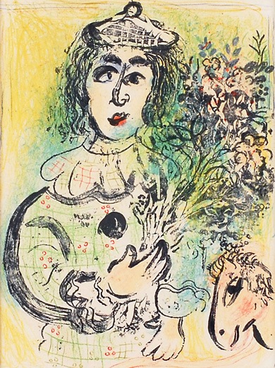 Marc Chagall 人物と花 リトグラフ Marc Chagall 人物と花 リトグラフ Marc Chagall（マルク・シャガール