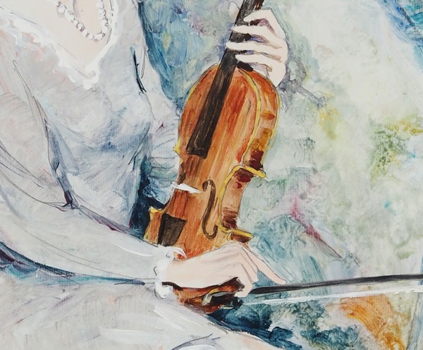 ベルナール・シャロワ　バイオリンを持つ少女　リトグラフ ベルナール・シャロワ 「バイオリンを持った女性」 | | アトリエ・ブランカ