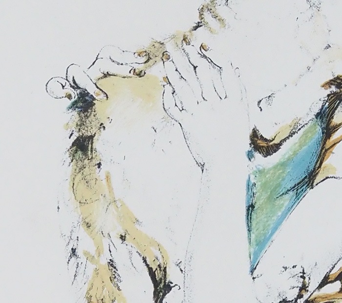 模写】絵画 藤田嗣治 アクリル画 乳白色の裸婦と猫のいる幻想的構図