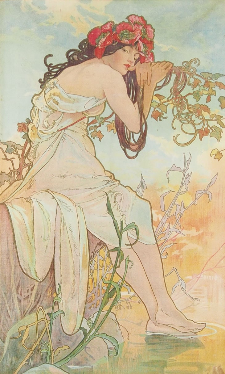 アルフォンス・ミュシャ 「四季」（リネン・四点セット） | | アトリエ