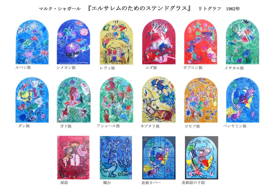 マルク・シャガール 「ステンドグラスの下絵3点組（III