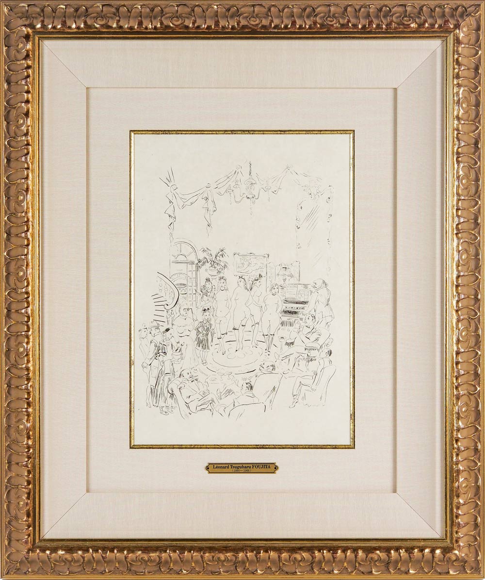 藤田嗣治 エスタンプリトグラフ 魅せられし河より 場末の街 150部限定 藤田嗣治「場末の街：魅せられし河」銅版画32×23.5cm