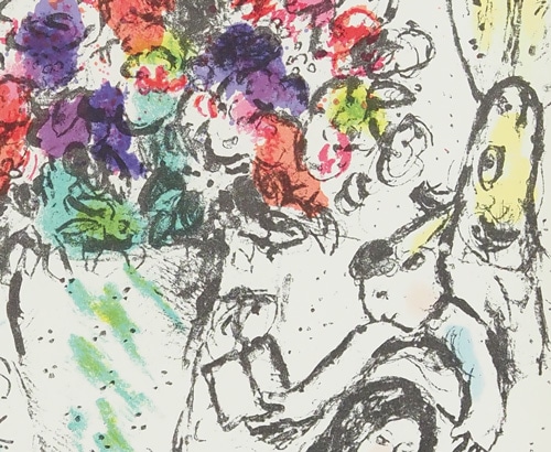 マルク・シャガール 証明書 リトグラフ「Les Anemones　28/150」