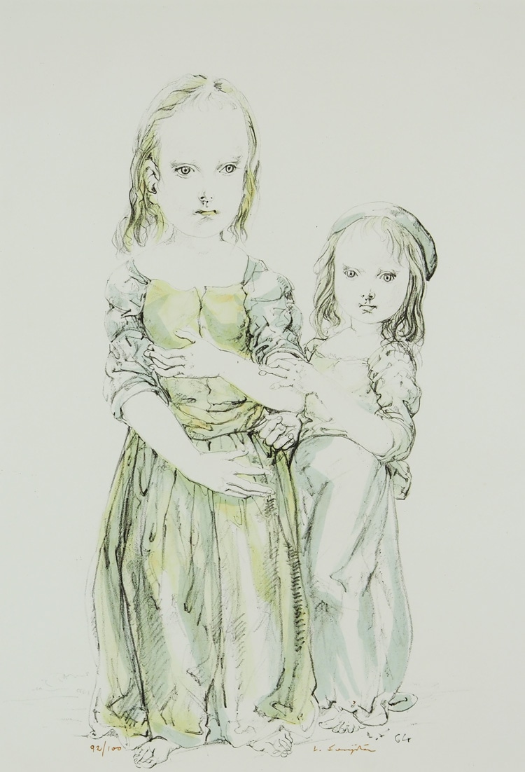 藤田嗣治、エスキモーの姉妹、超希少画集画、新品額装付 藤田嗣治、エスキモーの姉妹、超希少画集画、新品額装付