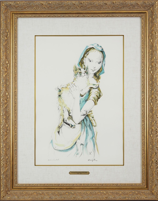 藤田嗣治、【Bergere en priere】、希少な額装用画集より、厳選 藤田嗣治、【Bergere en priere】、希少な額装用画集より、厳選