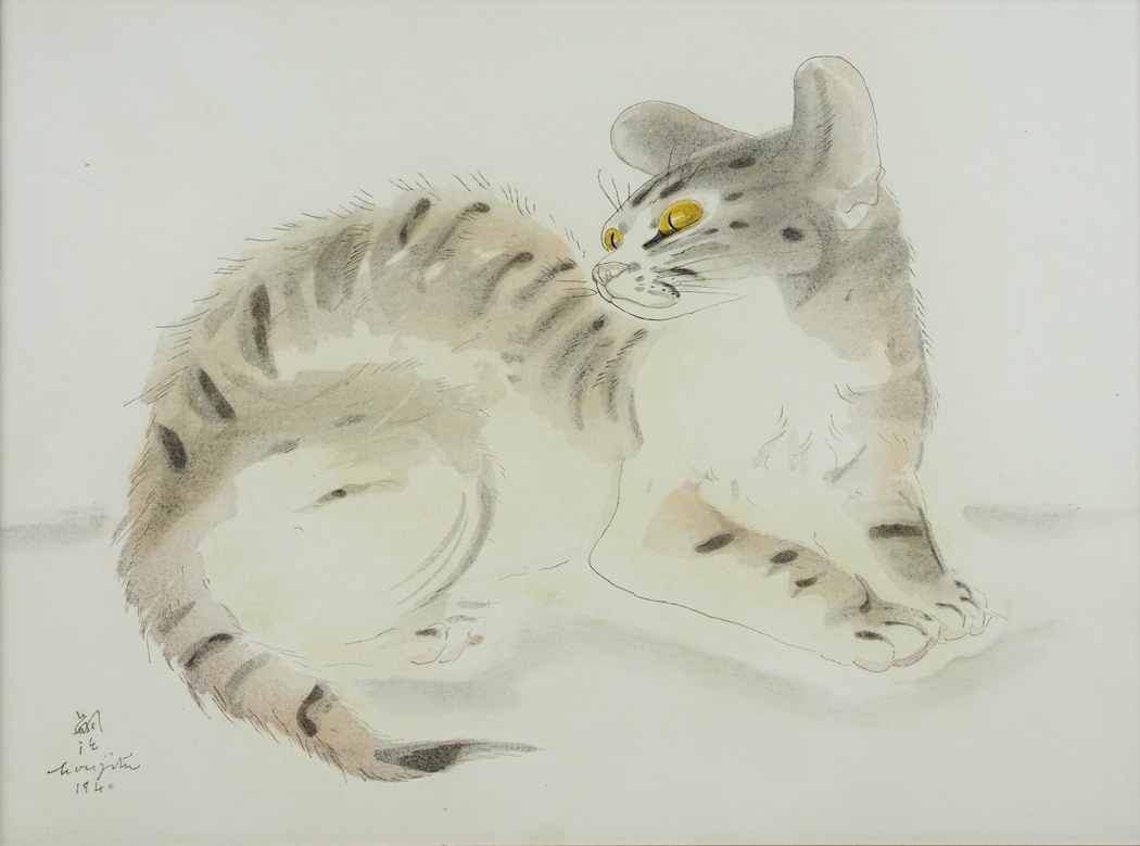 絵画　猫 猫の肖像(18) 手描き作品 額付 絵画 水墨画 | 和味文化研究所 岡本肇