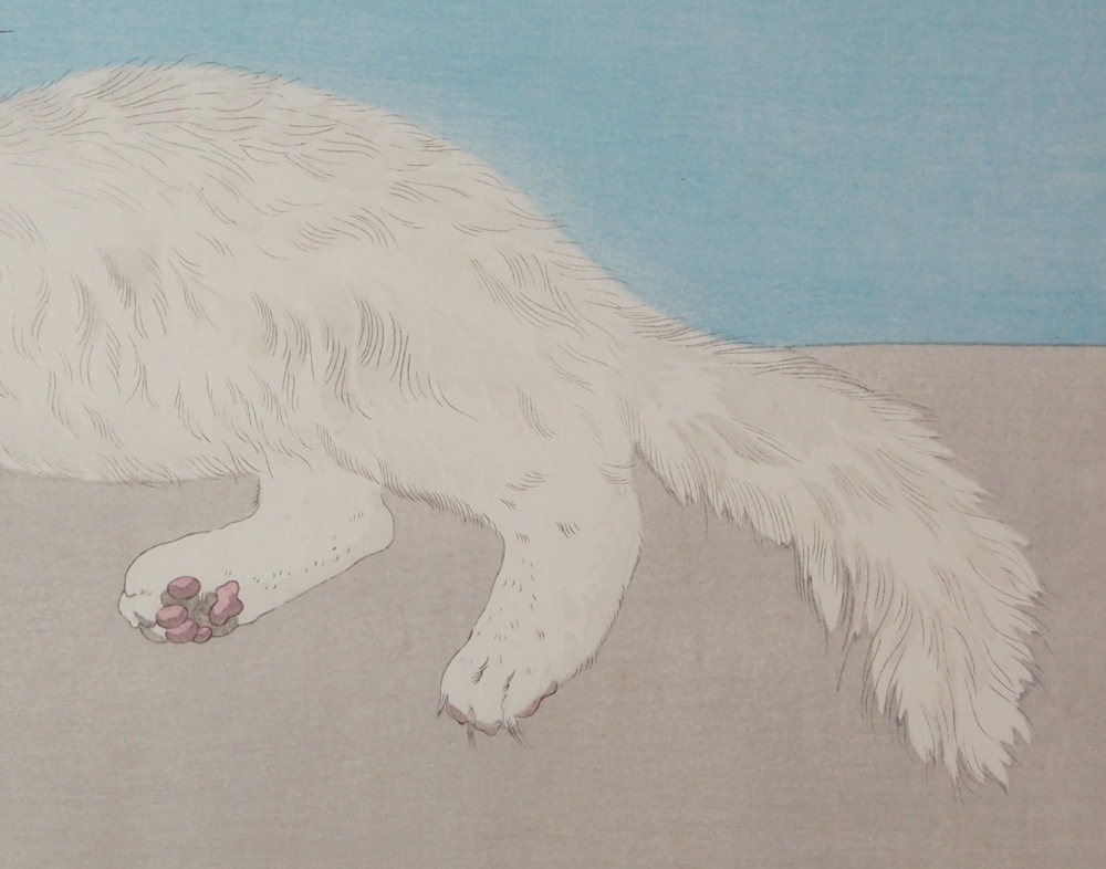 藤田嗣治白い猫 藤田嗣治「白い猫」木版画32.5×44.5cm