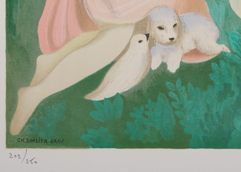 お値下げ　マリー　ローランサン　オリジナル版画　ネコ マリー・ローランサン 「公園にて」 | | アトリエ・ブランカ