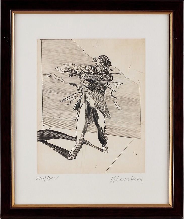 クロード・ワイズ・バッシュ、「ヴァイオリニスト」、希少な額装用画集より クロード・ワイズ・バッシュ、「ヴァイオリニスト」、希少な額装用画集