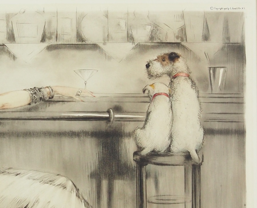 ルイ・イカール、「カクテル」、豪華限定版画集画・定価１０万円/額付 ルイ・イカール、「カクテル」、豪華限定版画集画・定価10万円/額付